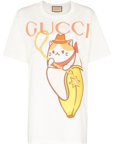 Gucci X Bananya Logo Cotton T-shirt - Metallic