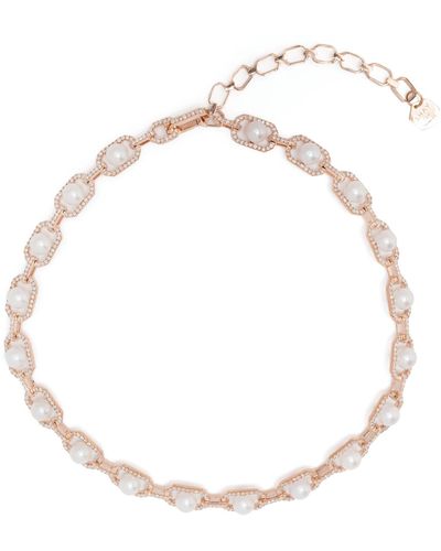 SHAY 18k Rose Pearl And Diamond Necklace - Women's - 18kt Plated Brass/pearl - White