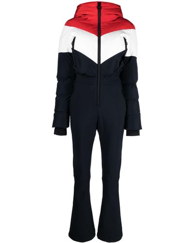 Fusalp Kira Chevron-stripe Ski Suit - Blue