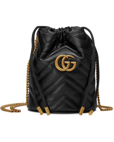 Gucci Mini gg Marmont Bucket Bag - Women's - Metal/leather/microfibre - Black