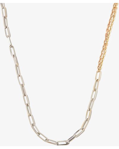 Yvonne Léon 18k White And Yellow Collier Solitaire Boucle Chain Necklace - Metallic