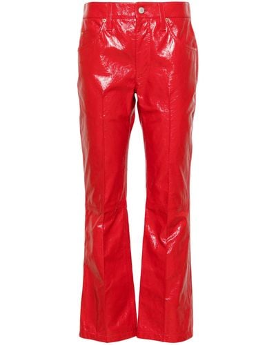 Gucci Cropped Leather Pants - Red