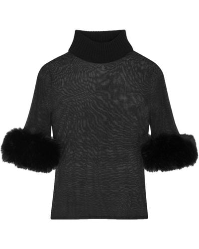 Saint Laurent Semi-sheer High-neck Sweatshirt - Black