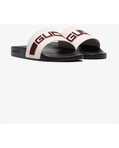 Gucci Stripe Rubber Slide Sandal - White