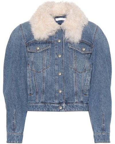 Chloé Shearling-collar Denim Jacket - Blue