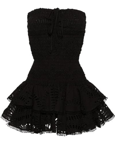 Charo Ruiz Megan Broderie Anglaise-detail Mini Dress - Black