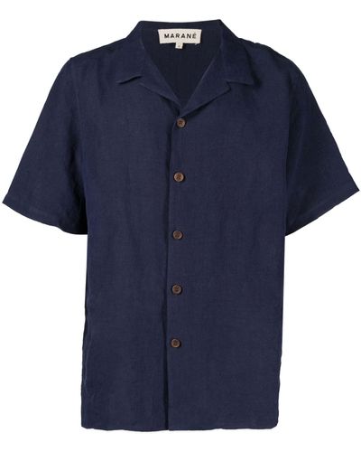 Marané Short Sleeve Linen Shirt - Blue
