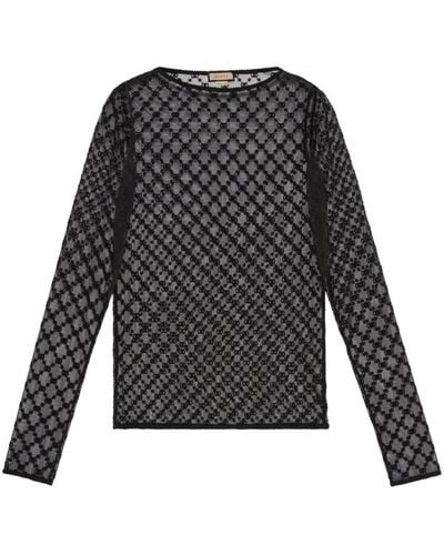 Gucci gg Star Tulle Top - Women's - Cotton/polyamide/polyester/spandex/elastane - Gray