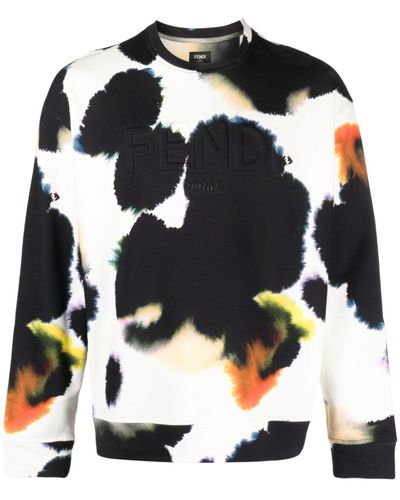 Fendi Abstract-pattern Cotton Sweatshirt - Men's - Cotton - Blue