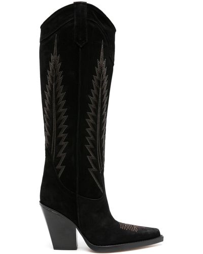 Paris Texas El Dorado 100 Embroidered Suede Boots - Black
