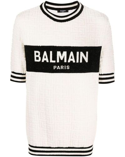 Balmain T-shirt In Cotton Terry - Natural