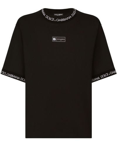 Dolce & Gabbana Logo-patch Cotton T-shirt - Men's - Cotton - Black