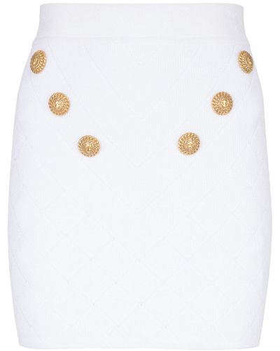 Balmain Buttoned Knit Mini Skirt - White