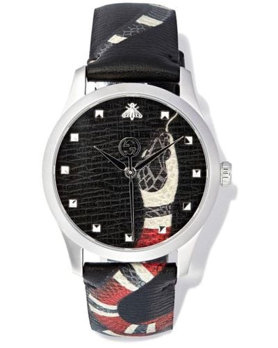 Gucci Stainless Steel G-timeless Kingsnake Watch - Unisex - Leather/steel - Black