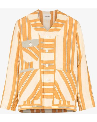 Nicholas Daley Striped Linen Cardigan - Orange