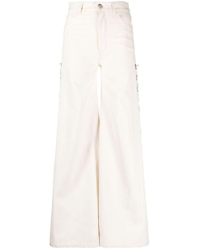Chloé Rave Eyelet-embellished Wide-leg Jeans - White