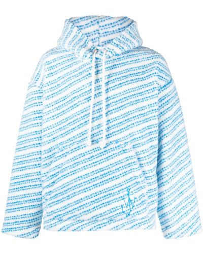 JW Anderson Oversized Striped Fleece Hoodie - Unisex - Polyethylene/polyamide/wool - Blue