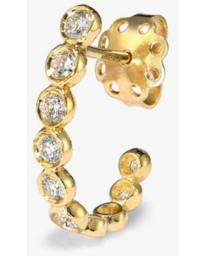 KIMAI 18k Yellow Semi Hoop Diamond Earring - Metallic