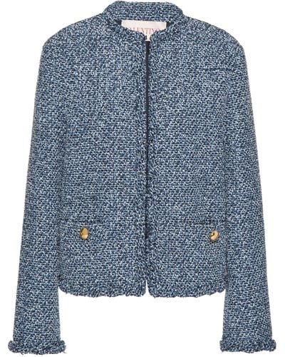 Valentino Garavani Textured Denim Jacket - Blue