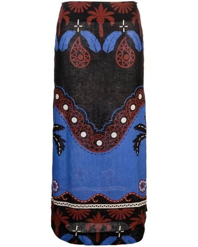 Johanna Ortiz Masaaí Mythology Carnival-print Skirt - Blue