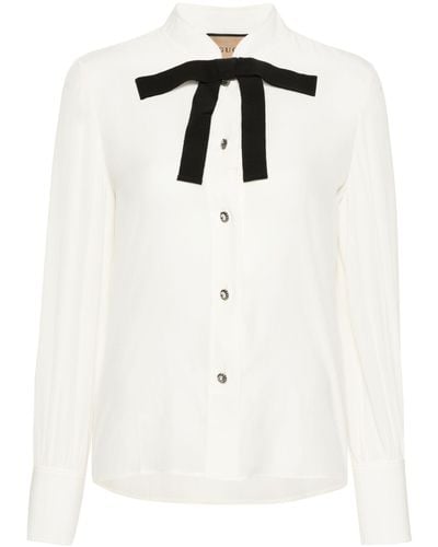 Gucci Bow Tie Crepe De Chine Silk Shirt - Women's - Silk/cotton/viscose - White