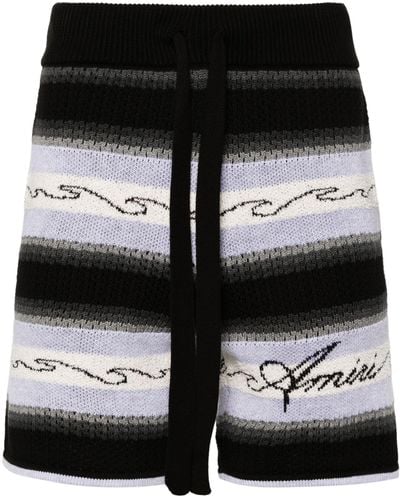 Amiri Striped Cotton Shorts - Black