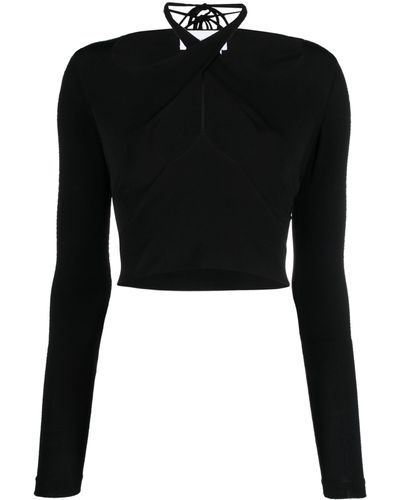Aleksandre Akhalkatsishvili Halterneck Crop Top - Women's - Lycra/cotton/polyester - Black