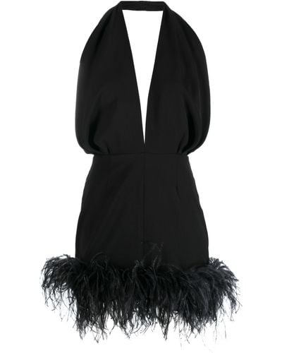 16Arlington Open Back Feather Mini Dress - Black