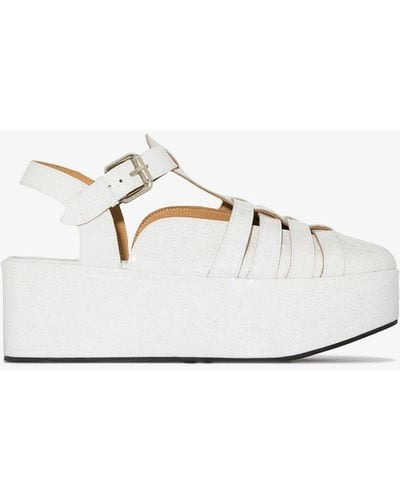 Loewe 70 Glitter Platform Leather Sandals - White