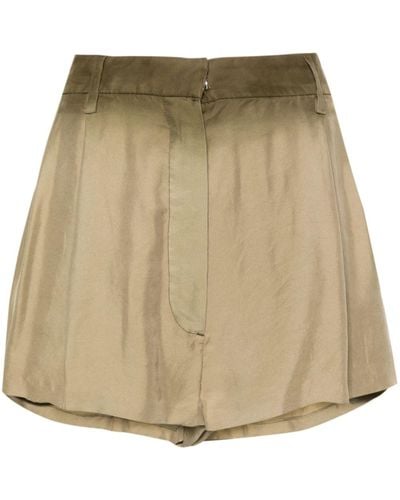 Prada Neutral High-waist Silk Mini Shorts - Women's - Calf Leather/silk - Natural