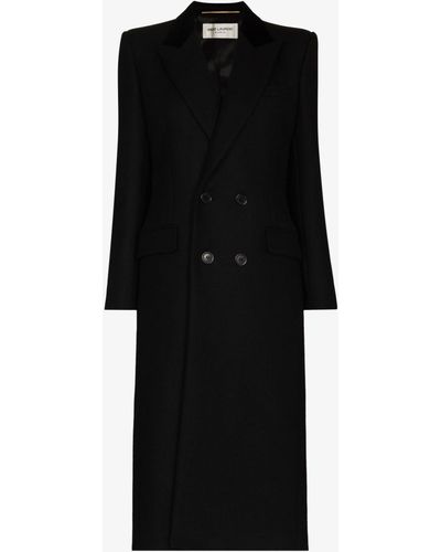 Saint Laurent Double-breasted Coat - Women's - Cotton/polyamide/cuprowool - Black