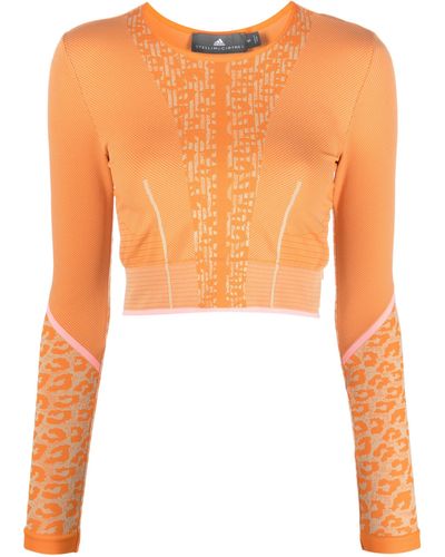 adidas By Stella McCartney Truestrength Seamless Long Sleeve Crop Top - Orange