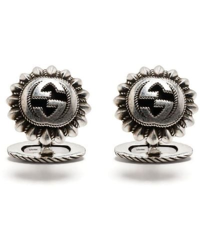 Gucci Sterling Double G Cufflinks - White