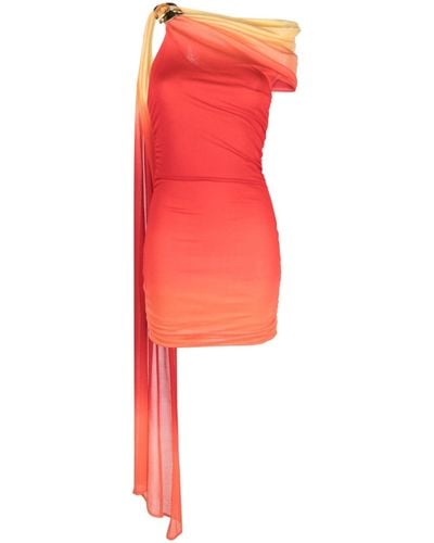 Ferragamo Ombré One-shoulder Mini Dress - Red