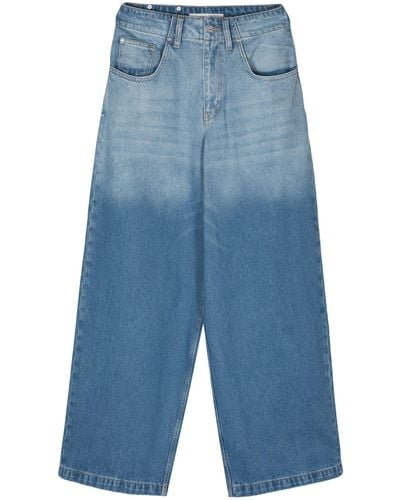 Dion Lee Faded Wide-leg Jeans - Unisex - Cotton - Blue