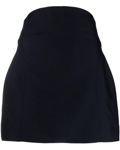 Low Classic Curved Wool Miniskirt - Blue