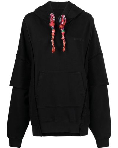 Khrisjoy Towelling-finish Panelled Cotton Hoodie - Black