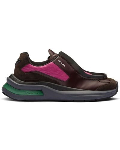 Prada Brown Systeme Leather Sneakers