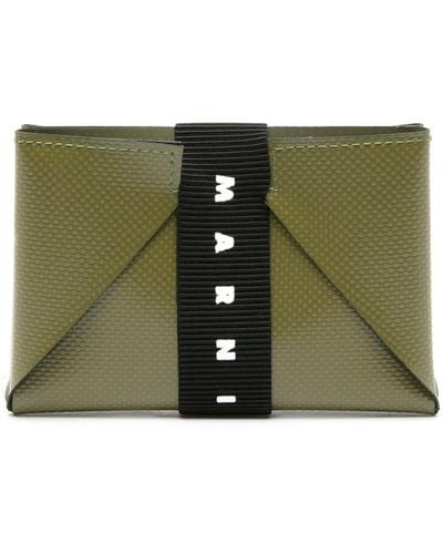 Marni Logo-strap Leather Cardholder - Green