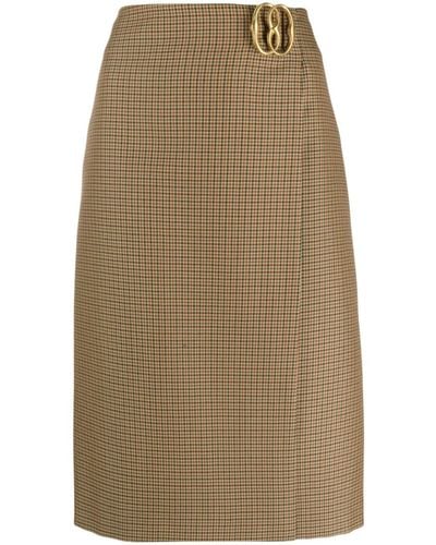 Bally Logo-plaque Houndstooth-pattern Skirt - Natural