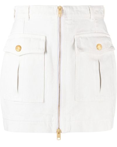 Bally Zip-up Denim Skirt - Women's - Calf Leather/organic Cotton - White