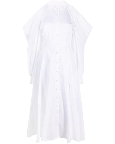 Alexander McQueen Cold-shoulder Cotton Shirtdress - White