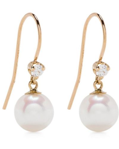 Zoe Chicco 14k Yellow Diamond And Pearl Earrings - Metallic