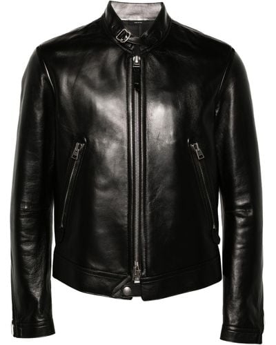 Tom Ford Leather Biker Jacket - Black