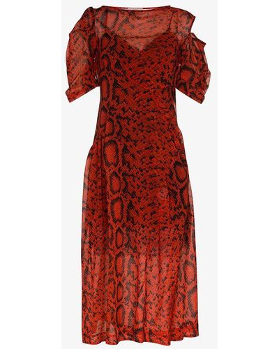 Preen By Thornton Bregazzi Red Franny Printed Midi Dress