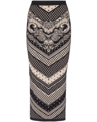 Balmain Monogram Knit Skirt - Grey