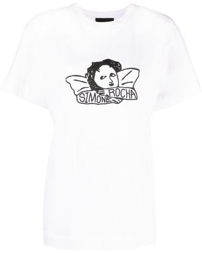 Simone Rocha Logo-print Cotton T-shirt - White