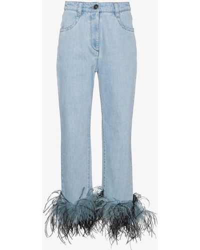 Prada Feather Hem Jeans - Blue