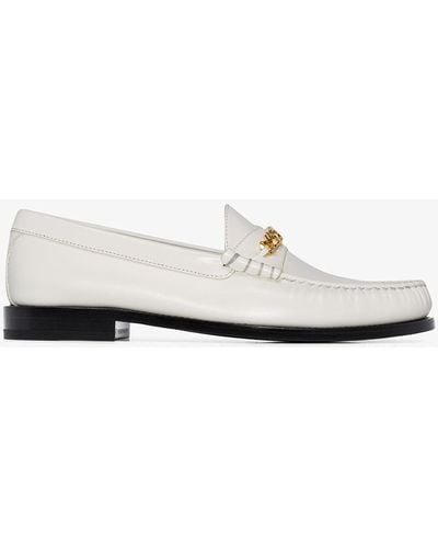 Celine Triomphe Flat Leather Loafers - White
