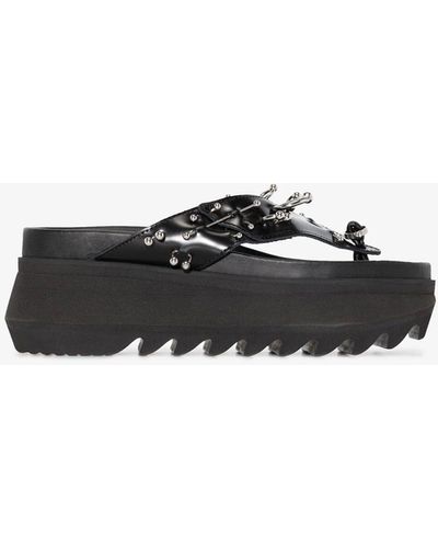 Sacai Black Barbell Embellished Platform Sandals